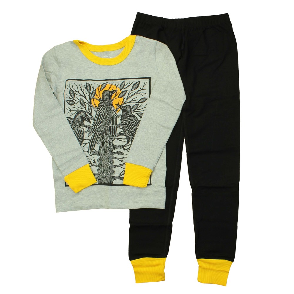 Mightly Unisex Black | Yellow | Birds 2-piece Pajamas size: 14 Years